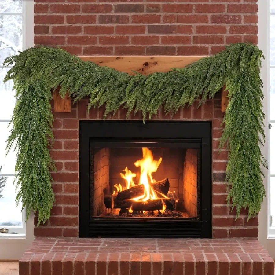 5FT Christmas Norfolk Pine Garland 1PCS Artificial Pine Needles Garlands Faux Greenery Fake Garland for Holiday Fireplace Table