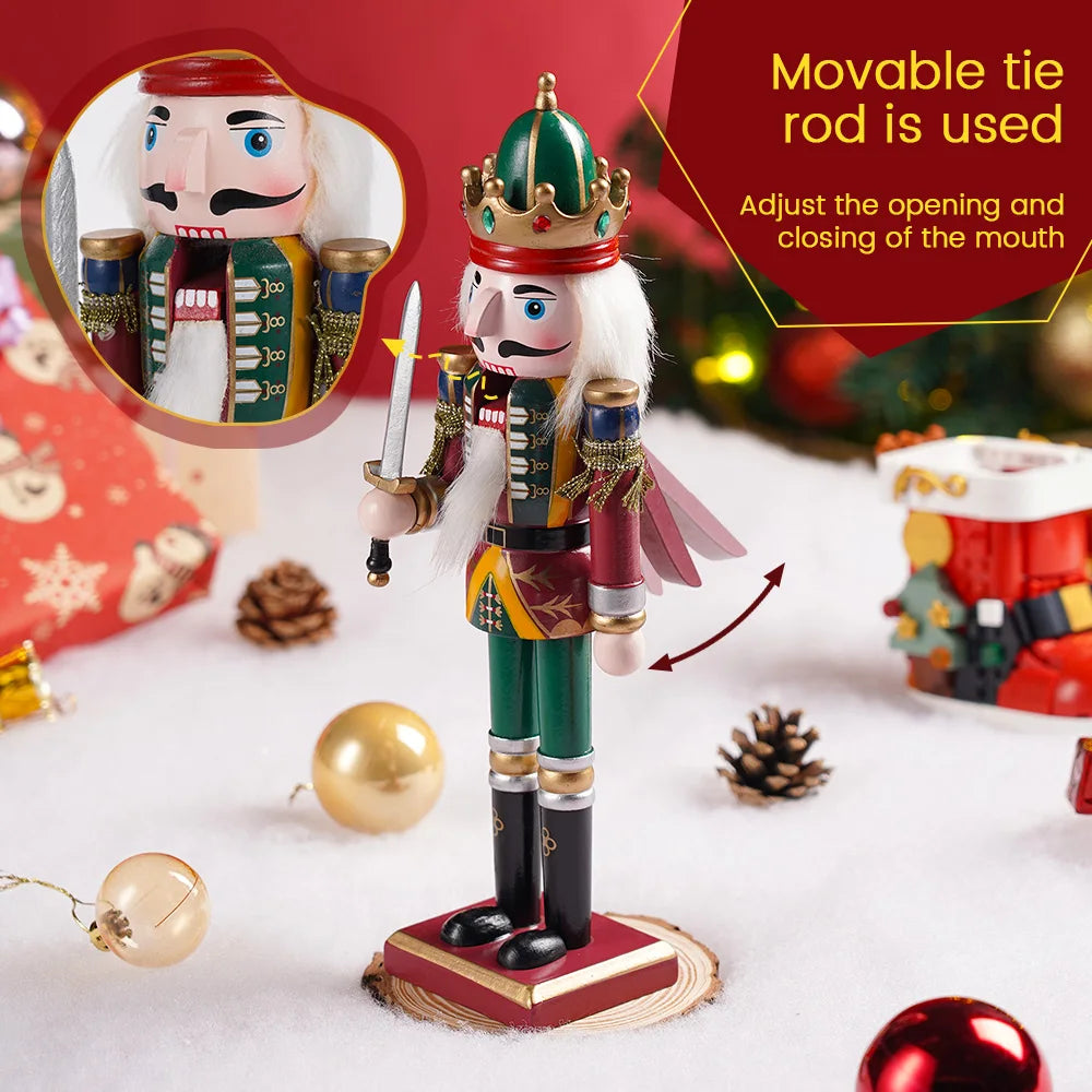 Christmas Nutcracker Soldier Puppet 30cm Handmade Craft Doll Office Desktop Decoration Children's Gift