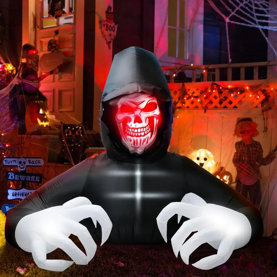 7 FT Halloween Inflatables Large Grim Reaper with LED Lights Blow Up Yard Prop Decor for Outdoor Indoor Use Scary Inflatable De