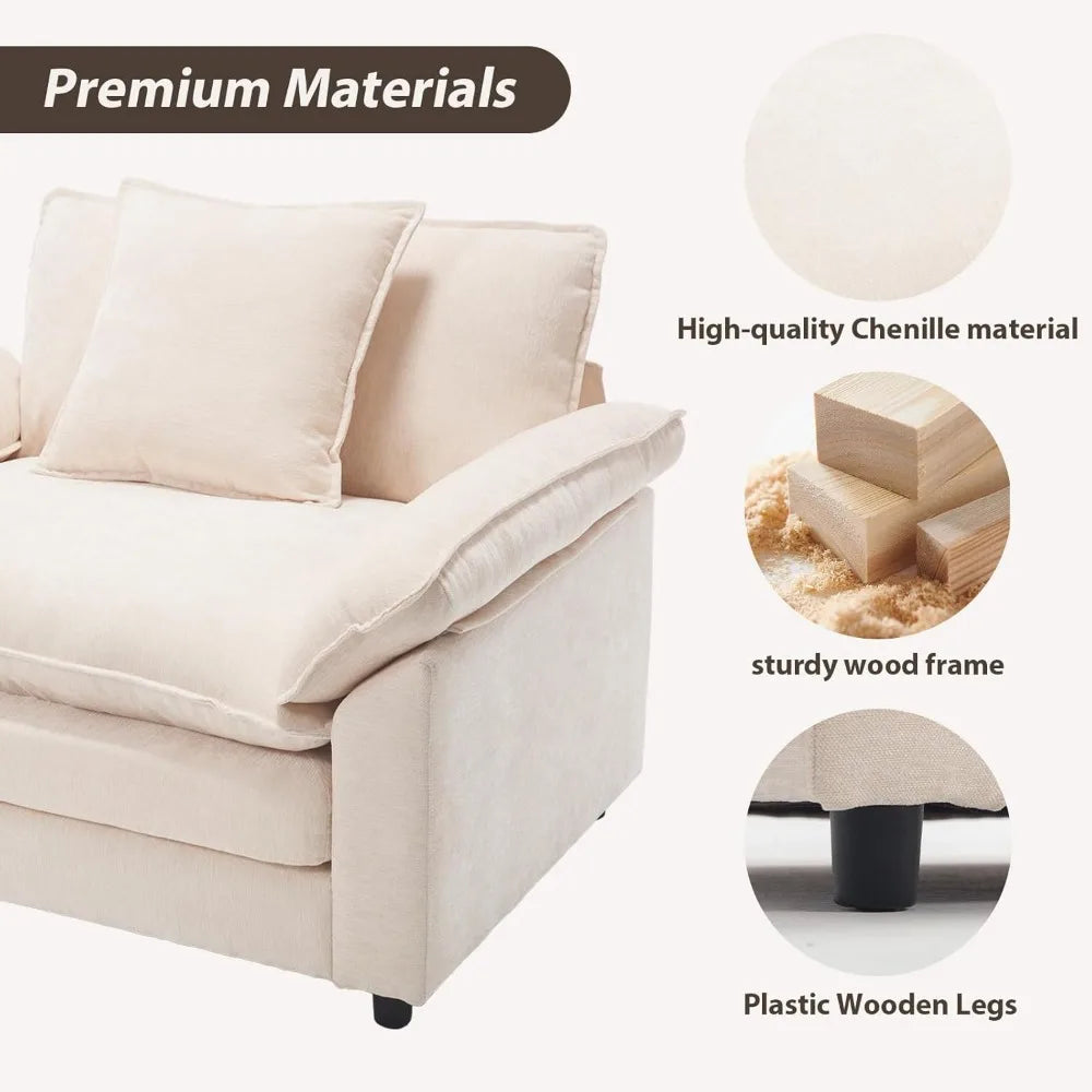 Modern Oversized Chair Set of 2, Comfy Chenille Accent Chair Large Upholstered Armchair with Extra Thick and Deep Seat Lounge