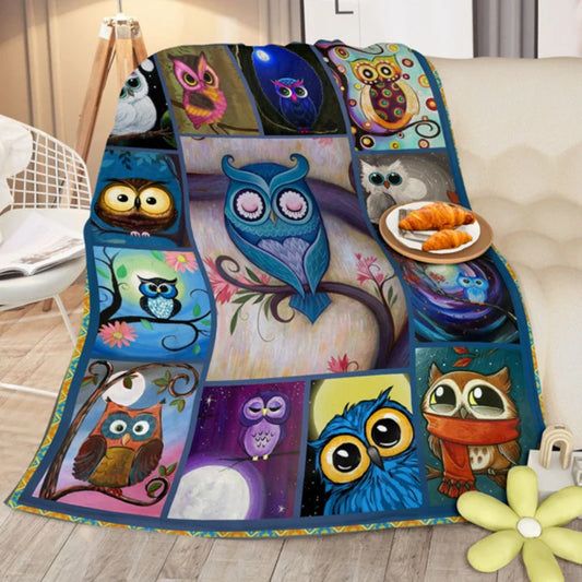 Owl Blanket Cute Blankets Soft Warm Throw Blanket Owl Gifts for Owl Lovers Machine Wash Air Conditioning Blankets for Bed Sofa