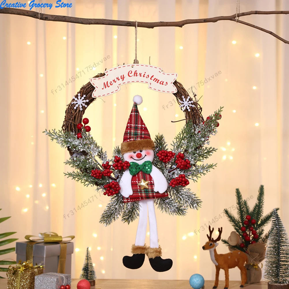 Christmas Wreath Flower Pendant Dead Branches Berries Pine Rattan Wreaths Shopwindow Layout Props Home Indoor Door Decoration