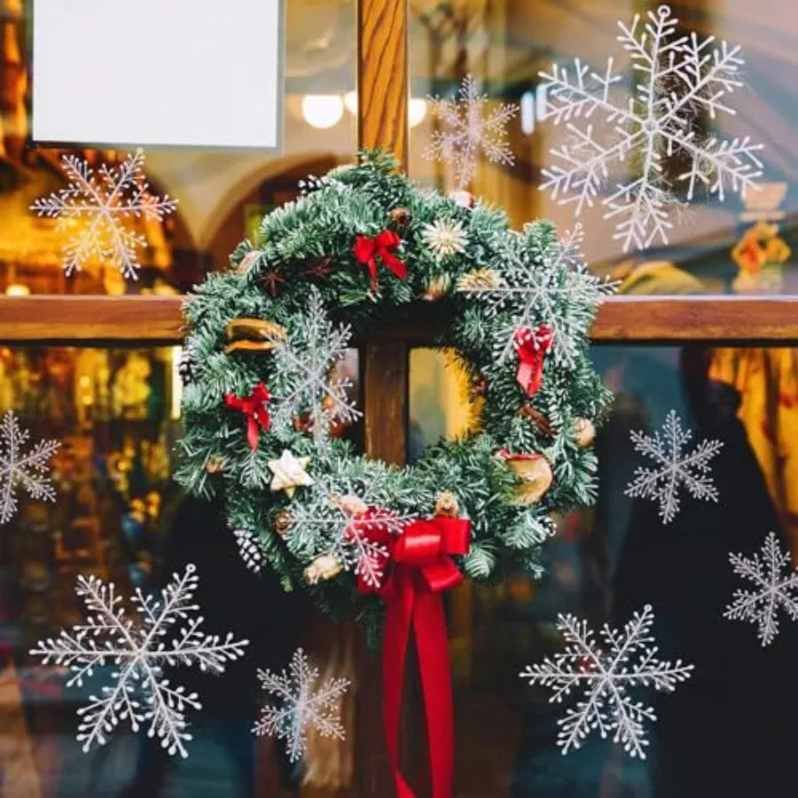 HESTYA 50 Pcs Large Snowflake Decorations for Christmas Holiday: Big White Hanging Snowflakes Ornaments in Plastic Ideal for In