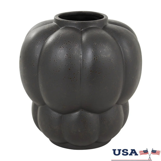 Contemporary Black Ceramic Bubble Vase Distressed Textured Surface Unique Home Accent Modern Centerpiece Gift Decor