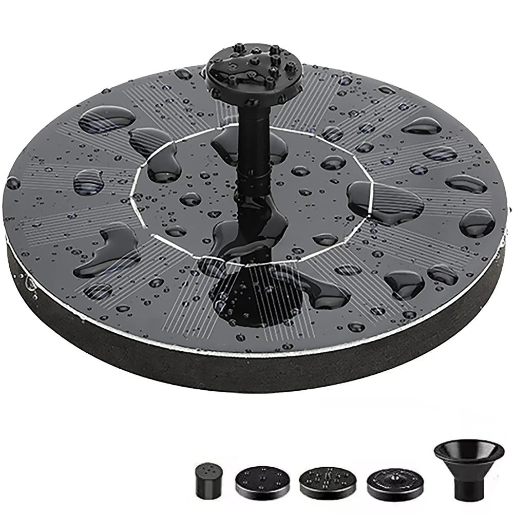 1W Solar Fountain Bird Bath Pond Patio Powered Fountain Pump with 6 nozzle Solar Bird Bath Fountain for Outdoor Bird Bath Garden
