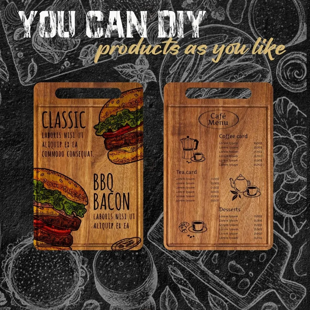 10-Pack Acacia Wood Cutting Boards, 12x7.8 Inches, Kitchen Serving Chopping Boards for Pizza, Bread
