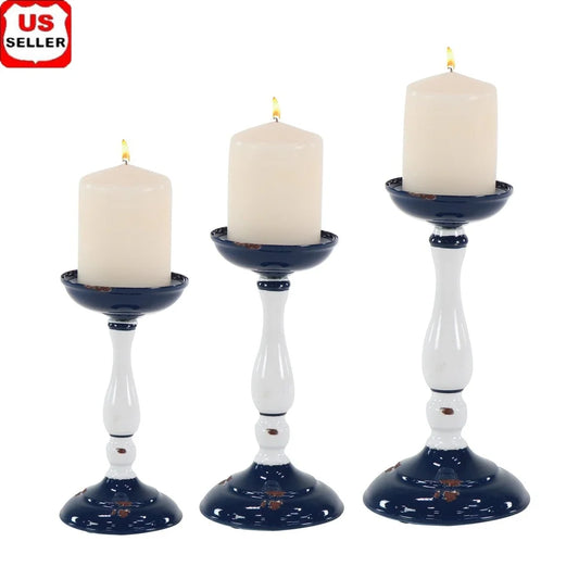 Rustic Metal Candle Holder Set of 3 Decorative Accent Votive Candles Unique Asymmetrical Design Textured Finish Home Decor