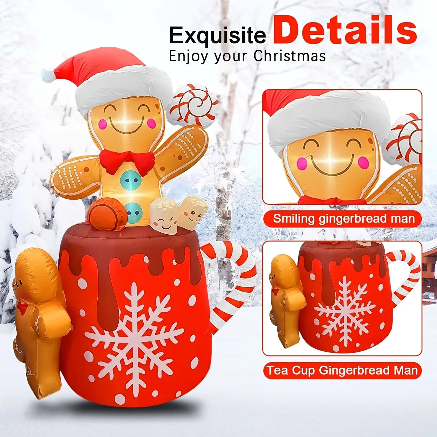 6FT Christmas Inflatables Outdoor & Indoor Decorations | Christmas Blow-up Yard Decorations | Gingerbread Man for Garden Lawn  P