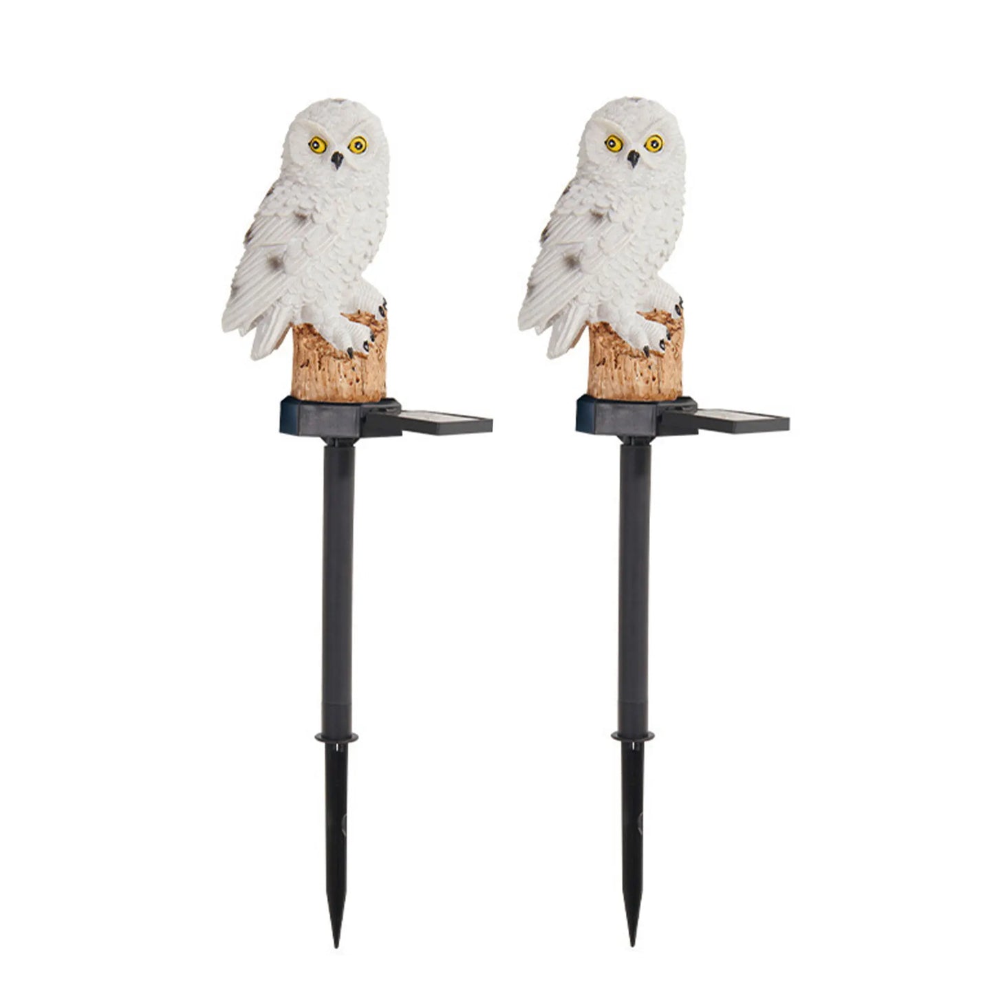 2 Packs Outdoor LED Owl Lawn Lamps Solar Garden Stake Light Plug-in Courtyard Ground Solar Energy Decoration