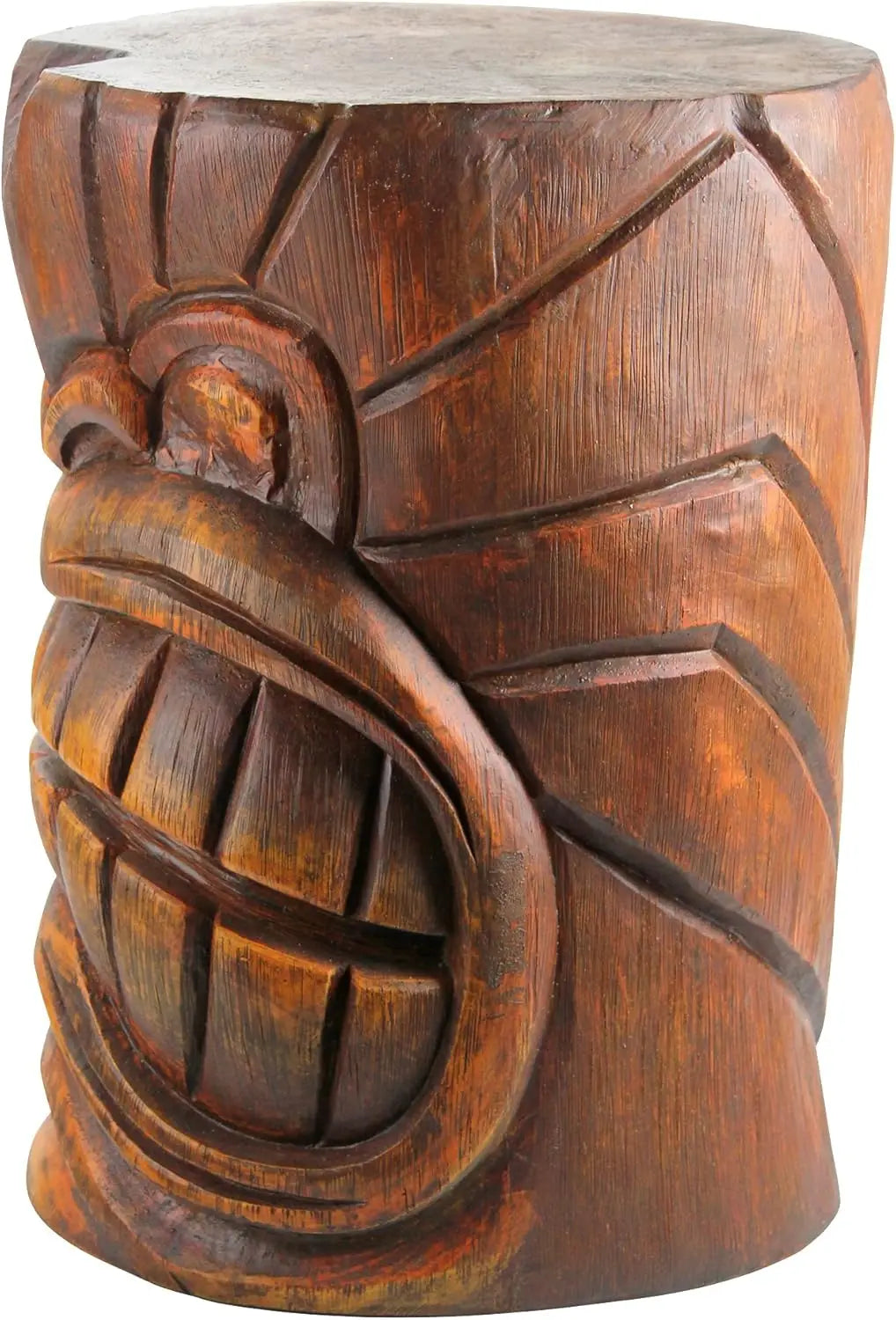 Design Toscano Grand Tiki Face Kanaloa Teeth Indoor/Outdoor Side Table Statue, Patio, Bar, Den, 20 inch tall, Cast Stone Resin,