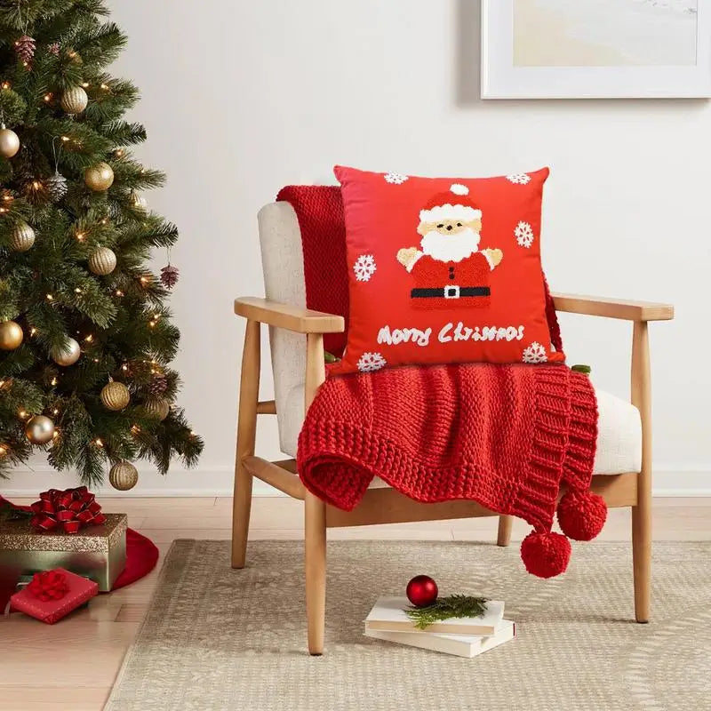Christmas Pillow Covers Santa Claus Throw Pillow Case Christmas Red Decor Pillowcase Cushion Cases Holiday Home Decor For Living