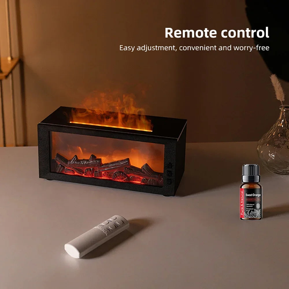 300ml Essential Oil Diffuser with Colorful Flame, Aromatherapy Machine, Air Humidifier, Auto-Off, Timer & Remote Control for Hom