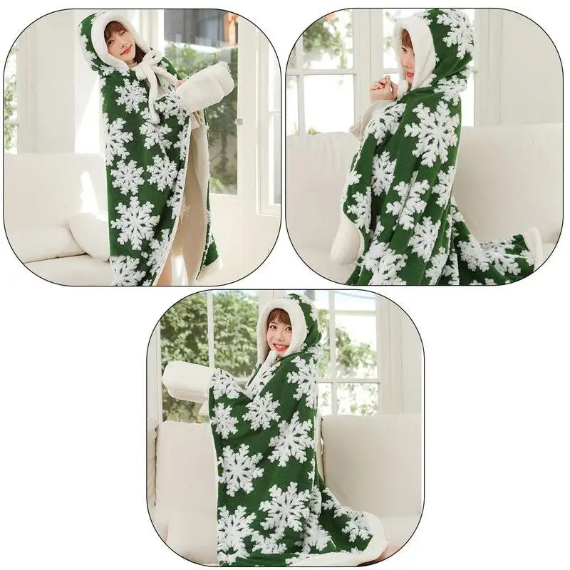 Wearable Blanket Christmas Warm Holiday Cape 59x43 Inch Warm Cozy Shawl Comfortable Cape Wrap For Men Women Holiday Cape Shawl