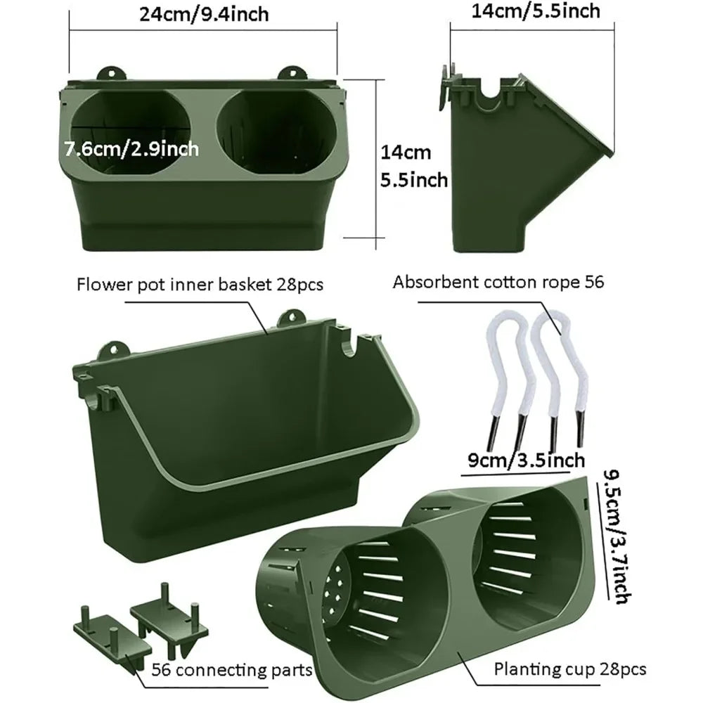 Vertical Wall Planter - Stacking Planters for Outdoor Plants, Self-Watering Wall-Mounted Planter for Indoor/Outdoor Use