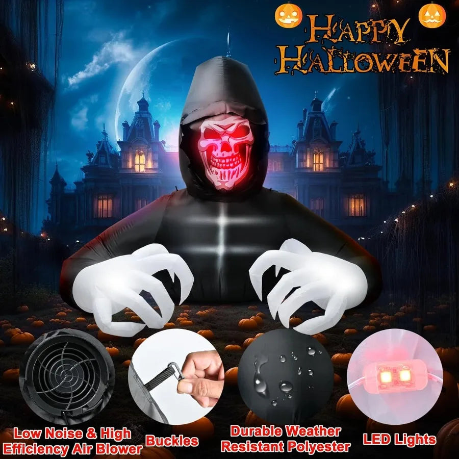 7 FT Halloween Inflatables Large Grim Reaper with LED Lights Blow Up Yard Prop Decor for Outdoor Indoor Use Scary Inflatable De