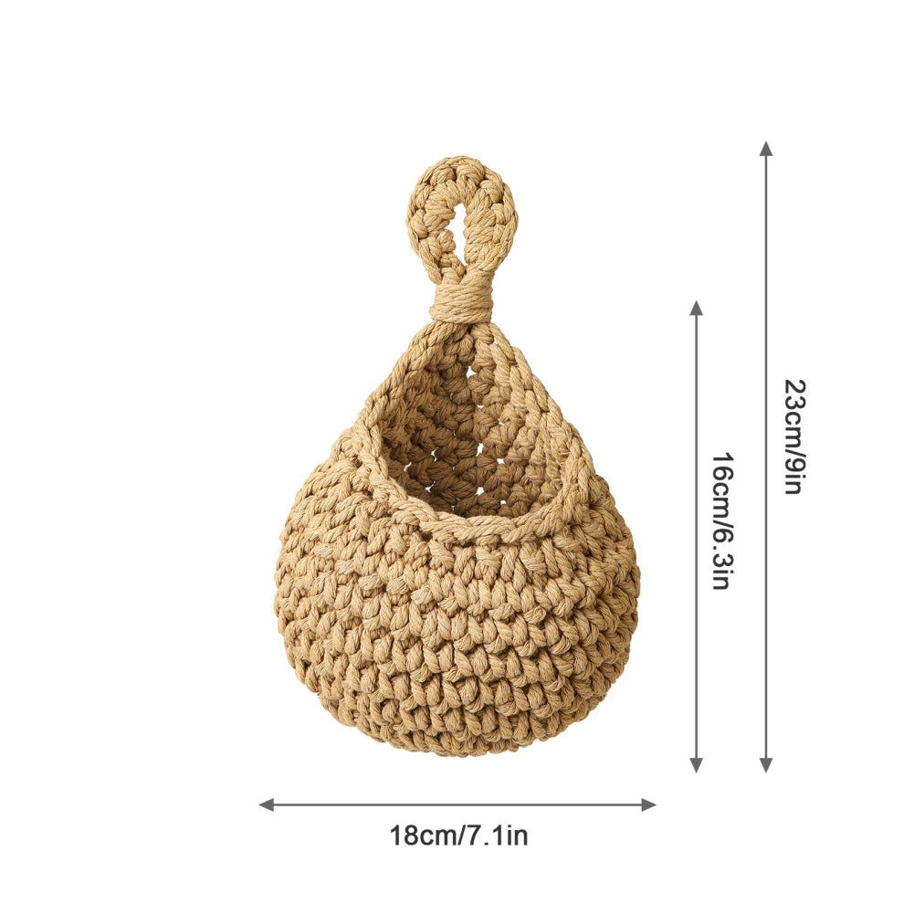 1PC Hanging Fruit Basket Boho Jute Hanging Organizing Baskets Handwoven Decorative Kitchen Fruit Vegetable Storage Baskets
