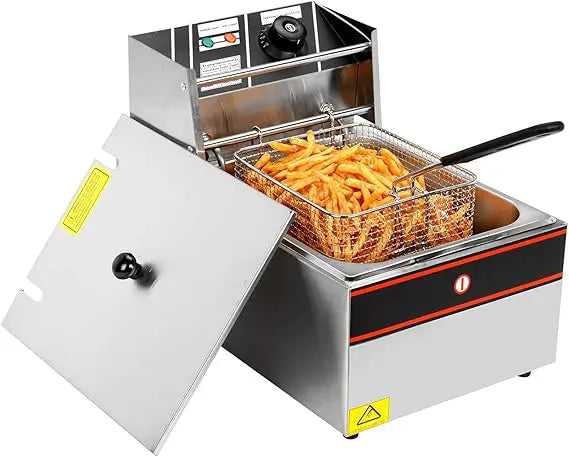 Professional 6-Liter Tabletop Electric Deep Fryer, 2500W, with Frying Basket for Restaurant Kitchen Use