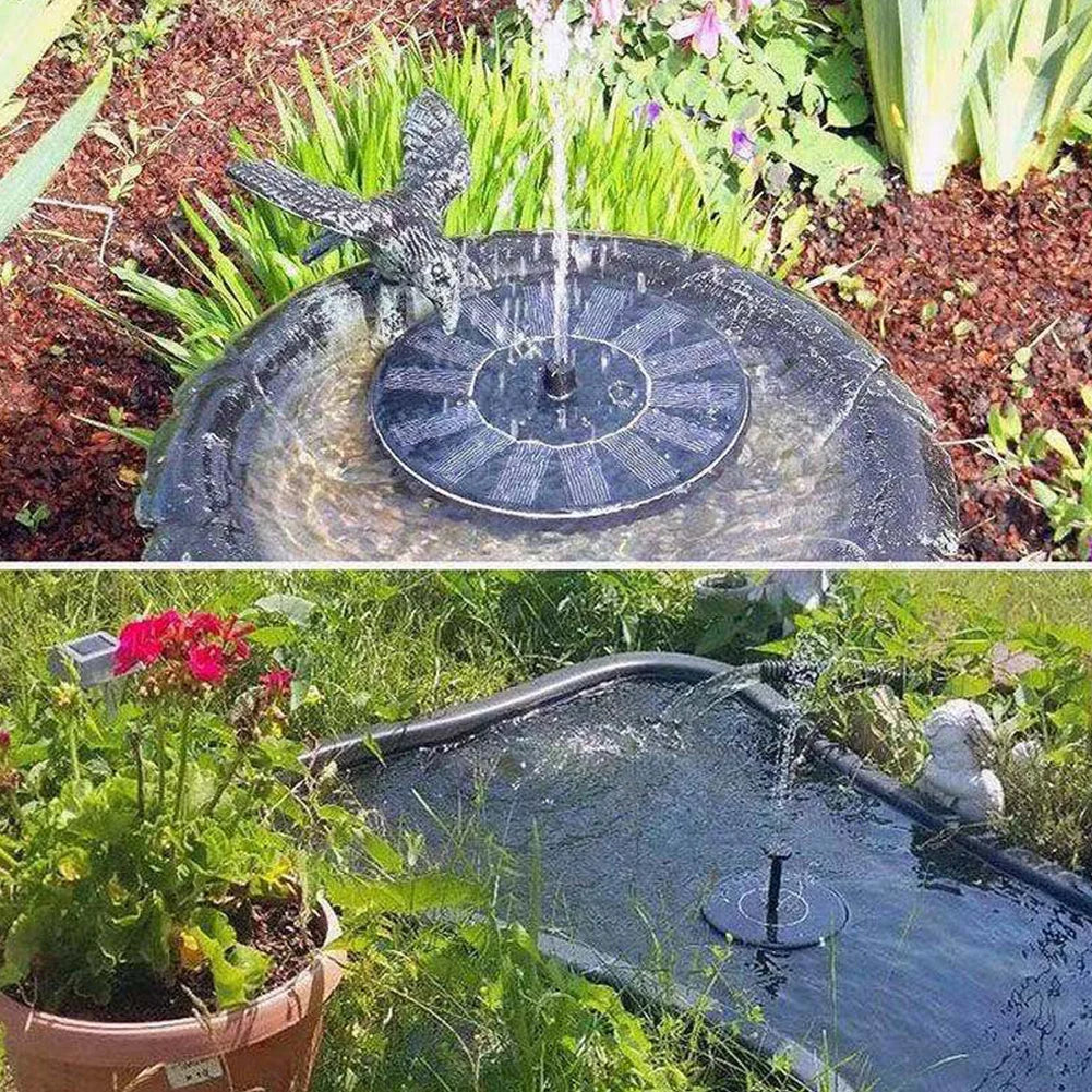 1.2W/1.4W 5LED Solar Fountain with 7 Nozzle Floating Solar Powered Water Fountain Pump for Bird Bath Garden Pond Pool Outdoor