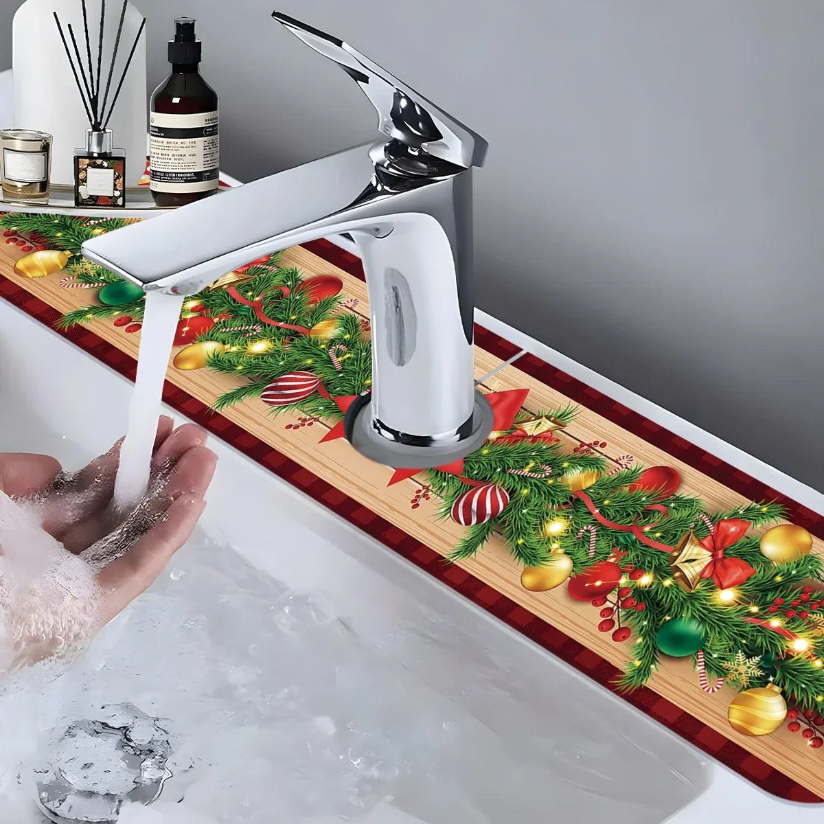 2025 Christmas Kitchen Absorbent Mat - Sink Faucet Mats for Home Navidad Decor & Xmas Ornaments