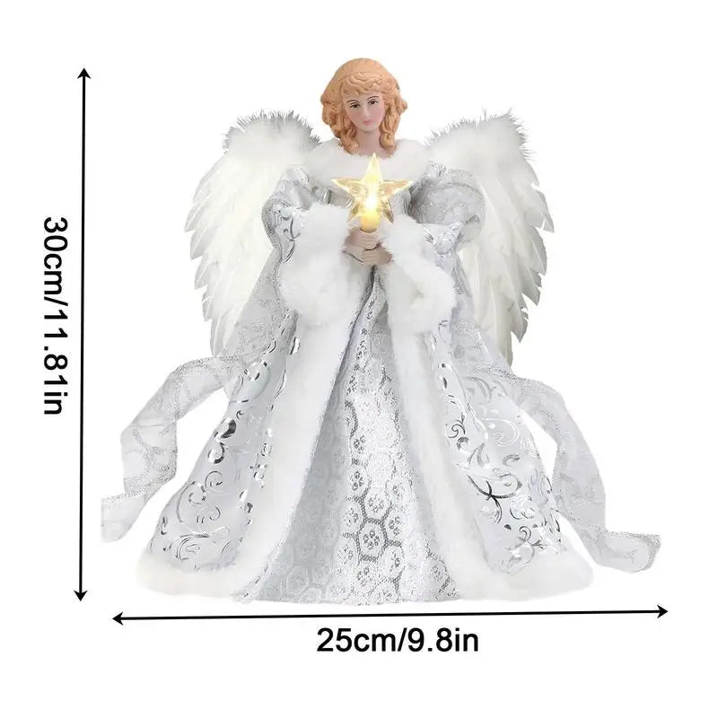 Christmas Tree Topper Angel Fairy with Lights Three-dimensional Christmas Tree Top Decoration Ornament Christmas Decoration