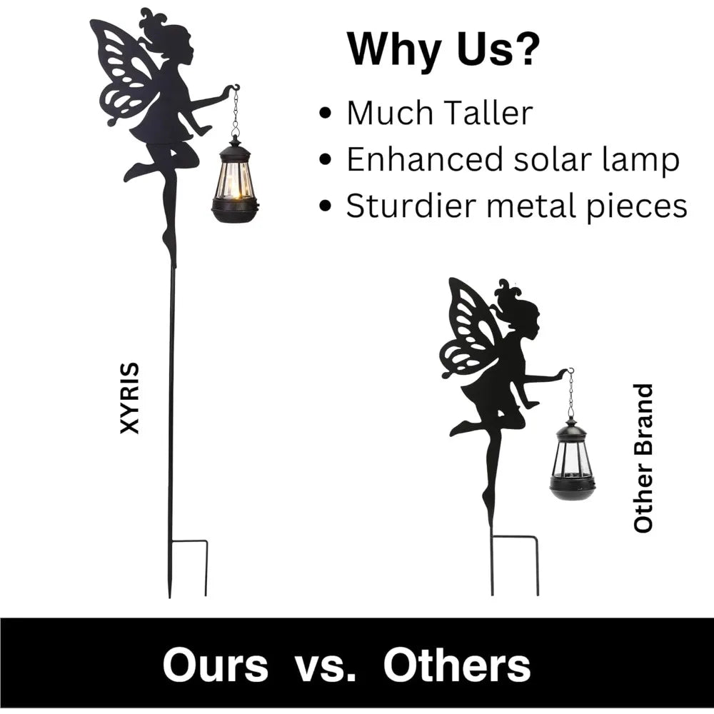 Fairy Garden Accessories Halloween Decorations Lawn Ornaments 1 Pair - Solar Lights Outdoor Garden Statue, Metal Stakes Decorati