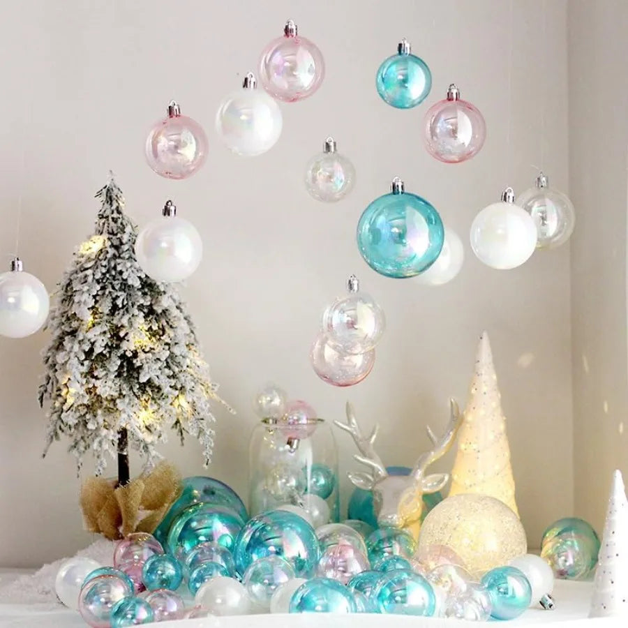Clear Iridescent Ornaments Balls 4 Sizes Sparkly Christmas Bubble Balls for Crafts DIY Ornaments Wedding Decor and Holiday Seas