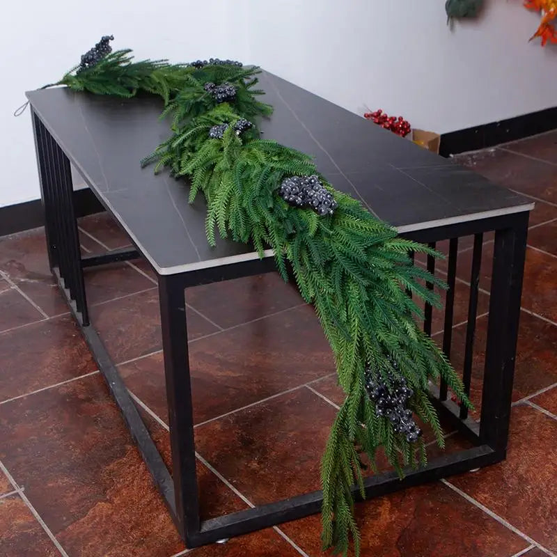 Christmas Cedar Garland 180cm Bendable Artificial Norfolk Pine Garland Wall Hanging Fake Plant Vines Artificial Christmas Wreath