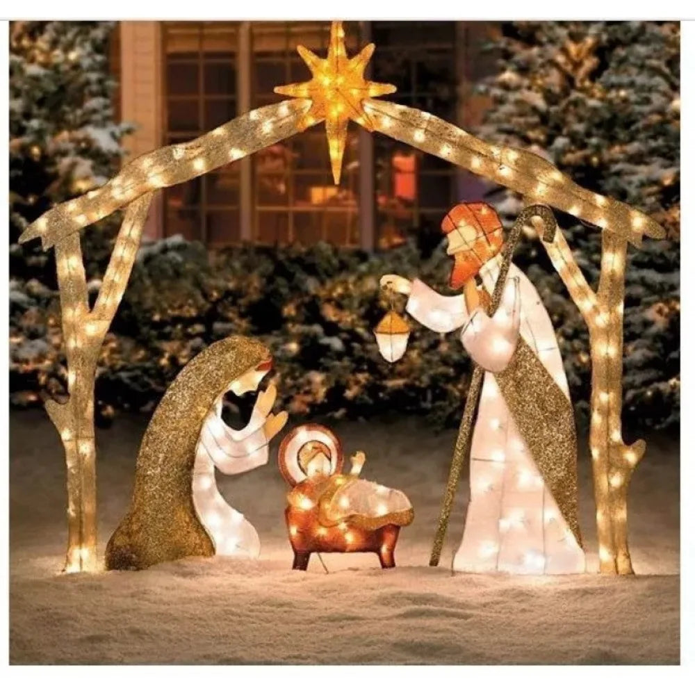 5.5FT Outdoor Lighted Nativity Scene Waterproof With light Nativity Scene Christmas Decoration Yard Decoration Easter