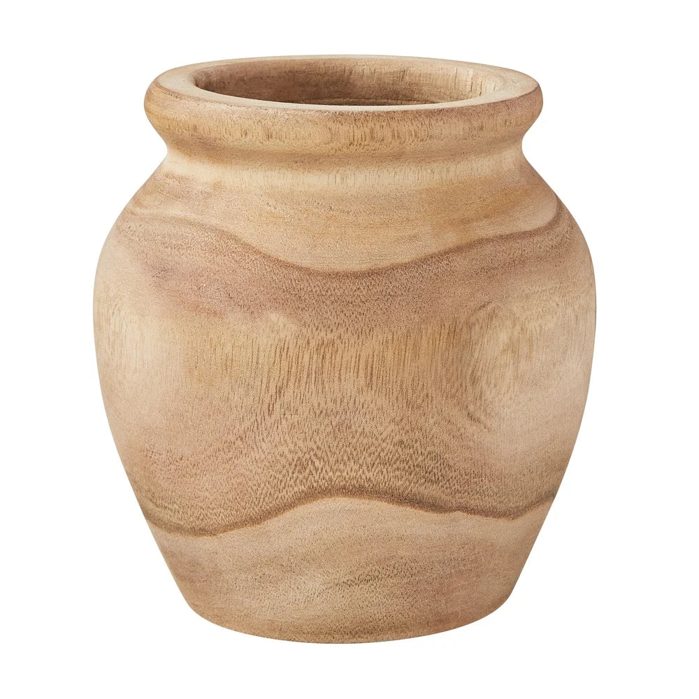 Natural Wood Decorative Vase Hand-Turned Rustic Centerpiece Ideal Dried or Fresh Flowers Home Decor Accent 7 Inch