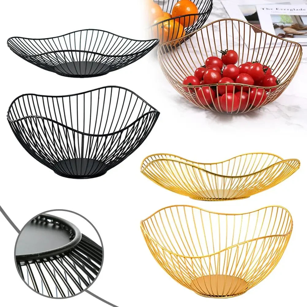 Iron Fruit Basket Fruit Container Bowl Home Creative Drain Display Basket Table Bread Snacks Tray Storage Snacks P2I4