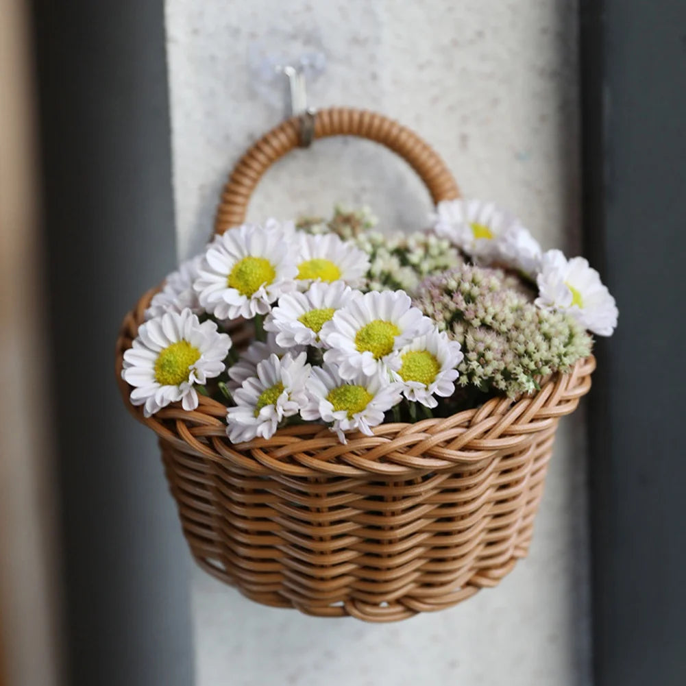 Home Decor Hanging Woven Storage Basket Hand-woven Wall Basket Fruit Sundries Organizer Hanging Baskets