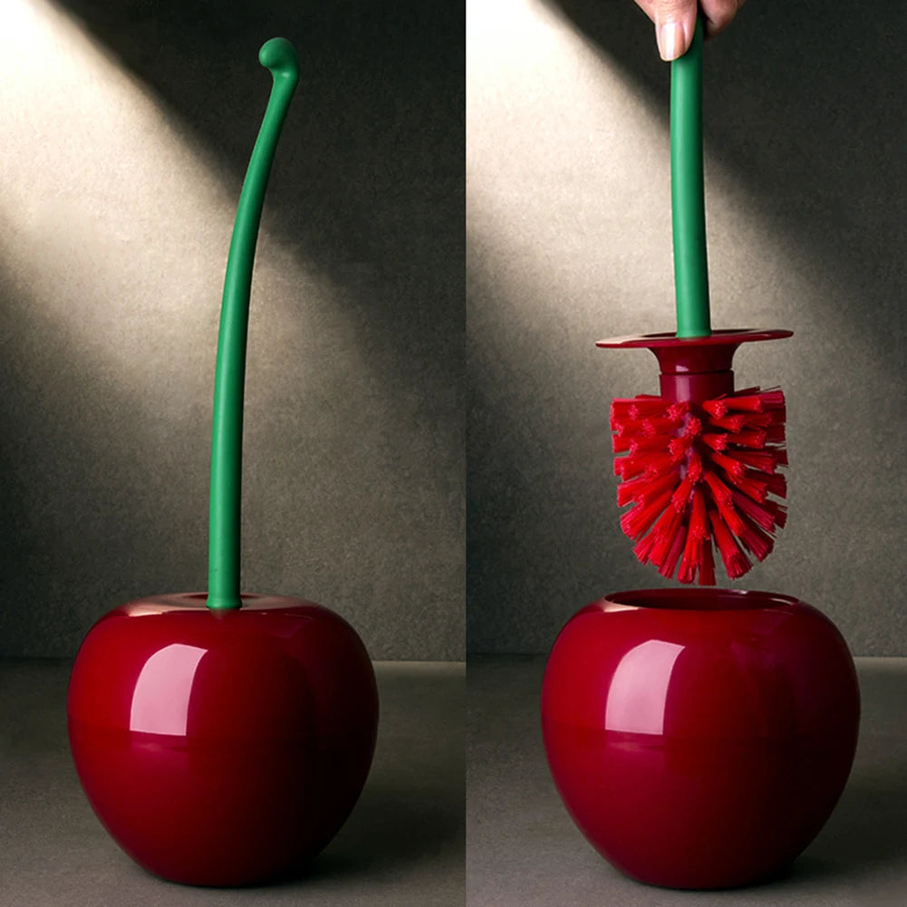 Cherry Shape Toilet Brush Long Handle Toilet Cleaning Brush Replaceable Nylon Soft Bristle Brush Bathroom Toilet Cleaning Tool