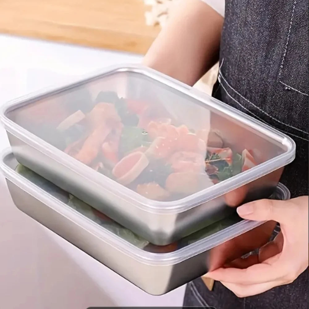 Stainless Steel Baking Tray with Lid, Non-Stick BPA-Free, Multipurpose for Cakes, Meats, Veggies, 2pcs