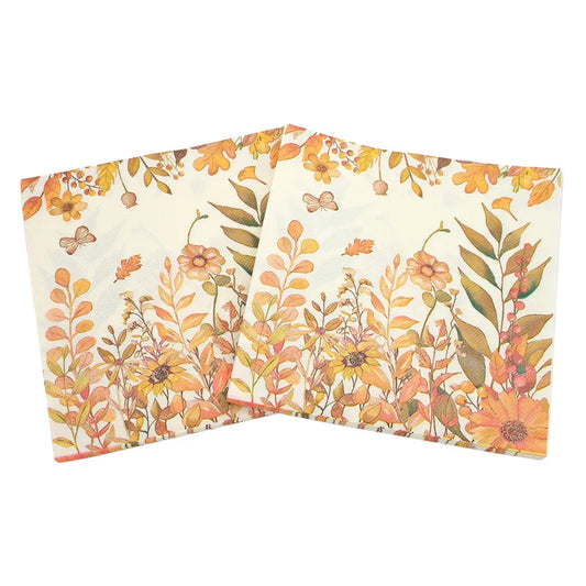 20pcs/pack 33x33cm Plant Flower Printed Table Dinner Disposable Cocktail Napkins Paper Autumn Decoration