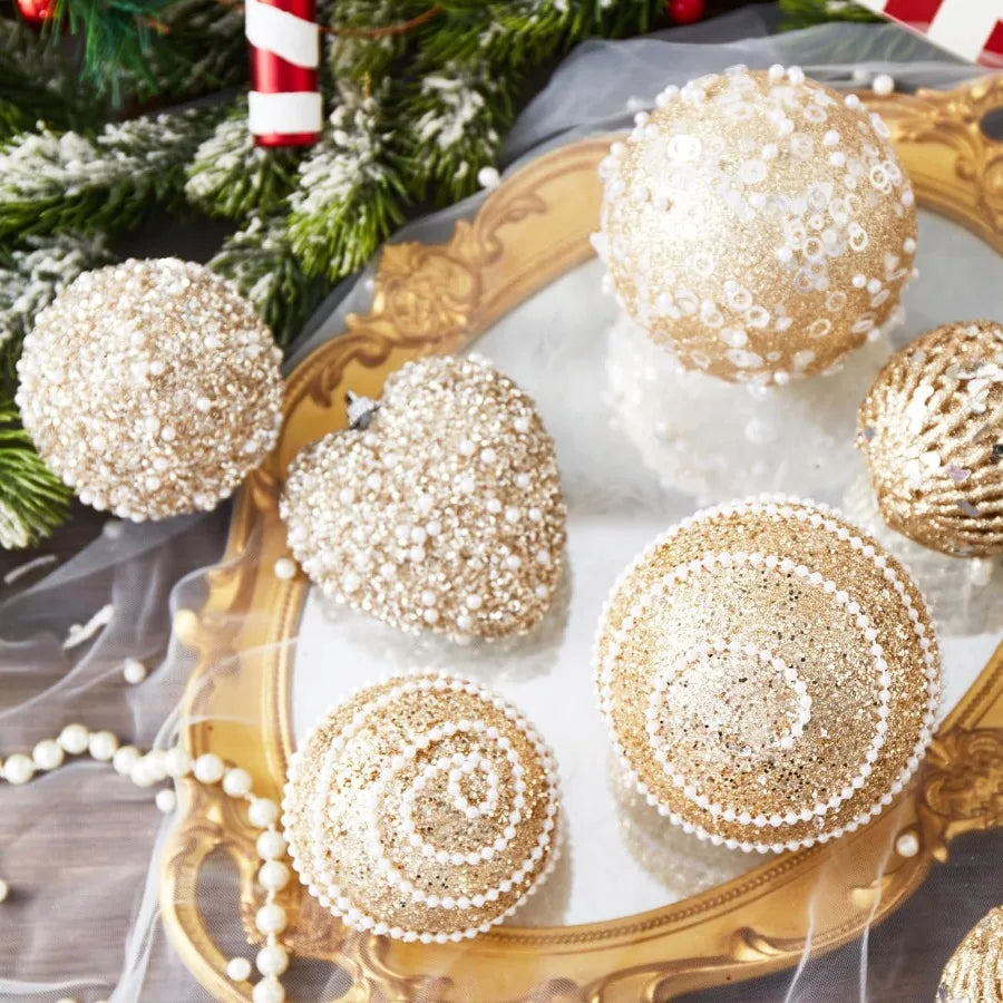 Champagne Gold Christmas Ball Ornaments for Holiday Party Decorations: Shatterproof Plastic Hanging Pearl Balls 70mm 2.76 Diame