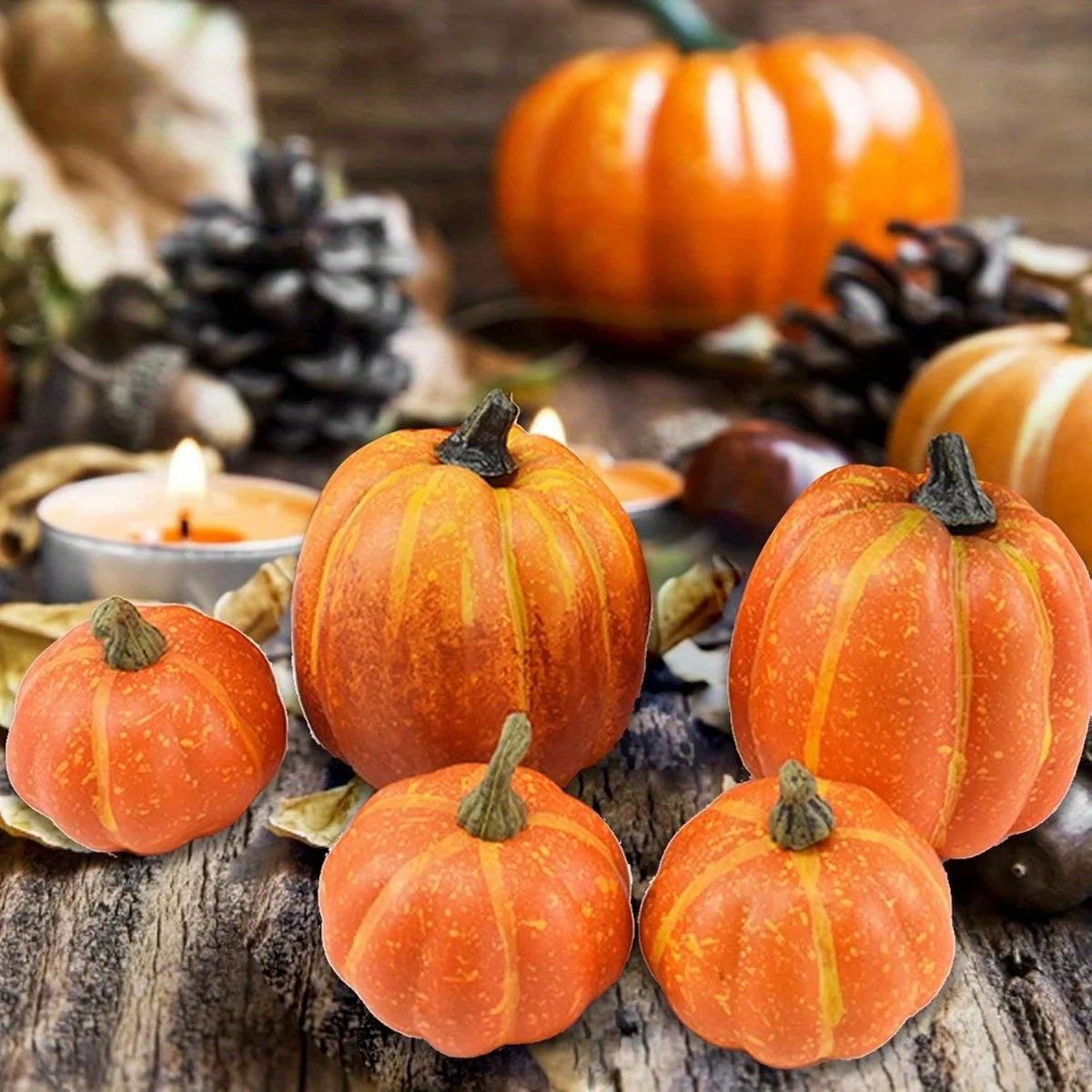 7/ 8PCS Fake Pumpkin Fall Decorations, Orange White Artificial Pumpkins Harvest Faux Foam Pumpkins for Fall Autumn Halloween