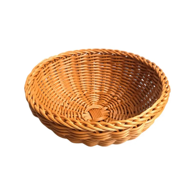 Natural Fruit Baskets Round Food Storage Bowl Decorative Rattan Wicker Serving Basket For Dessert Snacks Bread Baskets 22/25cm