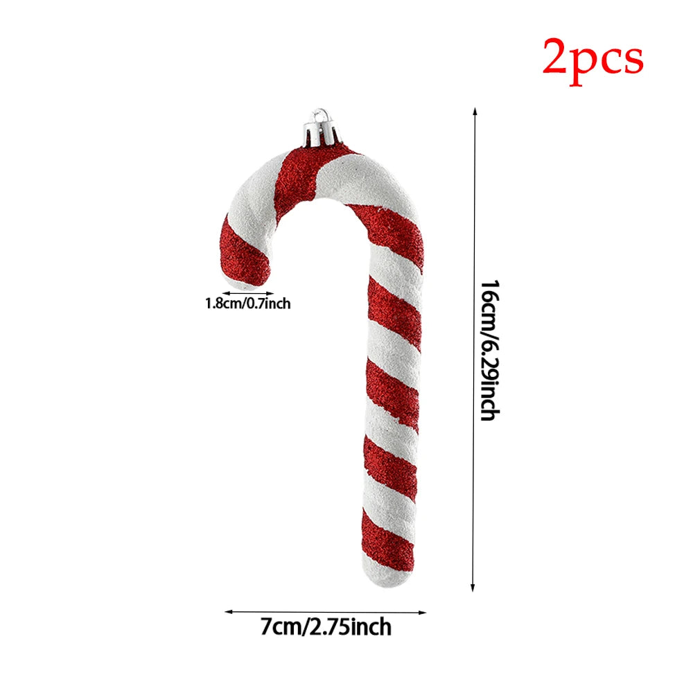 2pc 15cm Large Candy Pendant Christmas Decoration Red And White Lollipop PVC Painted Gold Xmas Tree Decora New Year Kids Gifts