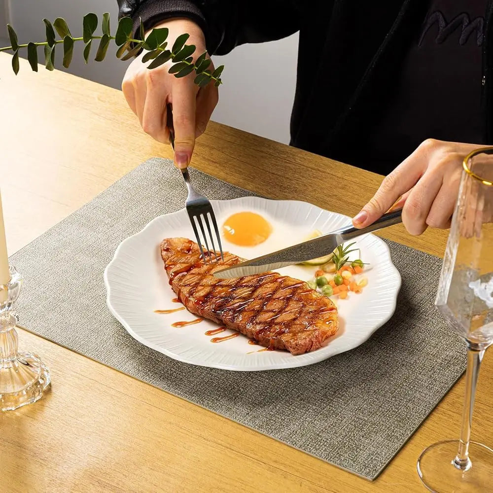 Porcelain Dinnerware Sets For 4, 12 Piece Plates And Bowls Set, Scratch-Resistant, Microwave & Dishwasher Safe Dishes, Kitchen