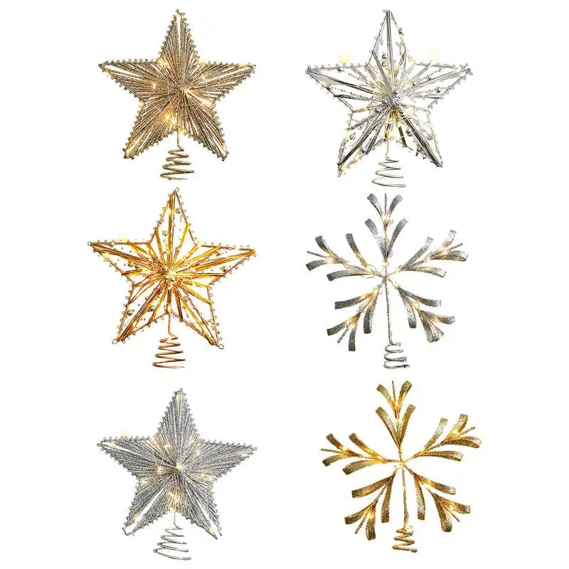 Iron Glitter Powder Christmas Tree Ornaments Top Stars Christmas Decorations For Home Xmas Trees Durable Tree Topper