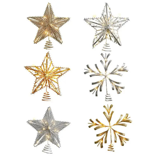 Iron Glitter Powder Christmas Tree Ornaments Top Stars Christmas Decorations For Home Xmas Trees Durable Tree Topper