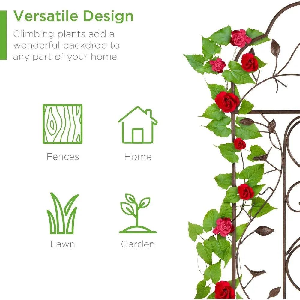Set of 2 60x15-inch Iron Arched Garden Trellis w/Branches for Birds, Lawn, Garden & Climbing Plants