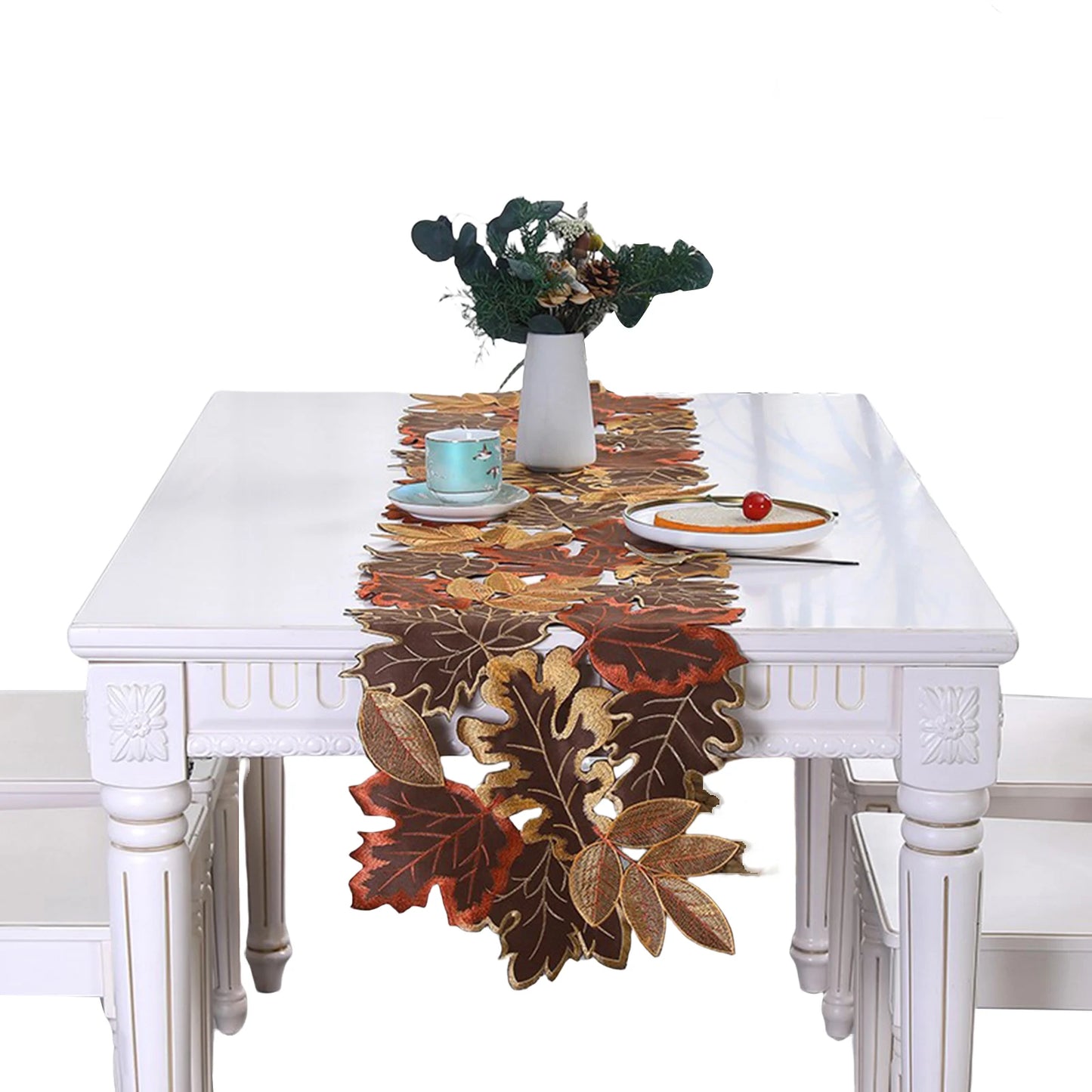 1/2/5Pcs Autumn Maple Leaf Table Runner Embroidered Fall Harvest Thanksgiving Table Mats Kitchen Dining Placemats Home Decor