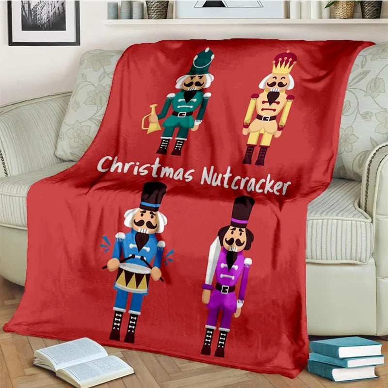 Nutcracker Christmas Tree Cartoon Blanket,Soft Throw Blanket for Home Bedroom Bed Sofa Picnic Travel Office Cover Blanket Kids