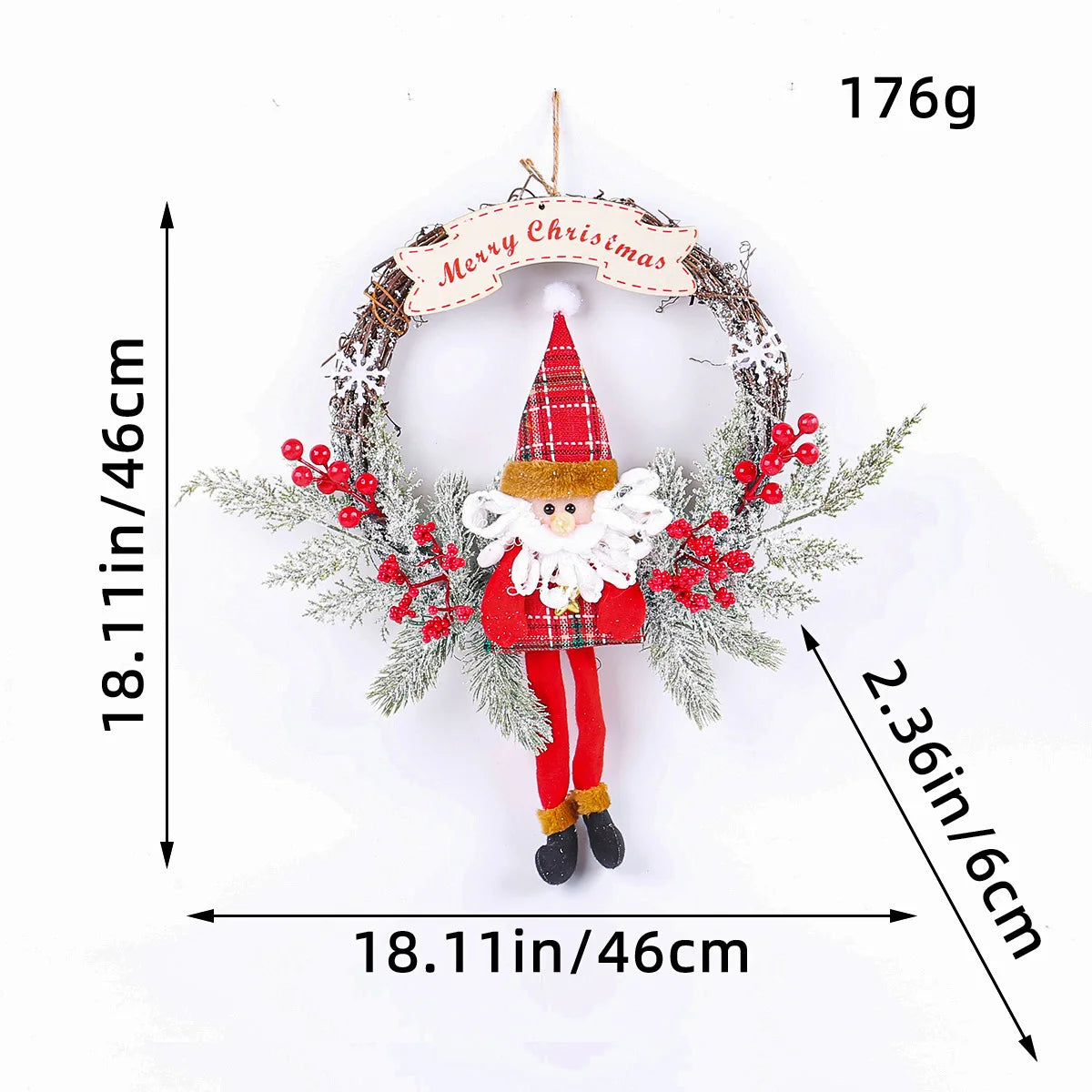 Christmas Wreath Flower Pendant Dead Branches Berries Pine Rattan Wreaths Shopwindow Layout Props Home Indoor Door Decoration