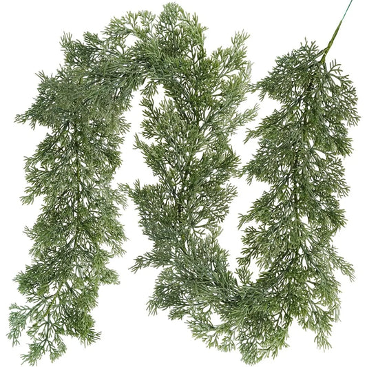 Christmas Artificial Cedar Pine Greenery - 5.2 Ft Cypress Garland for Home Holiday Decor Seasonal Wreath Mantel Banister Dinner