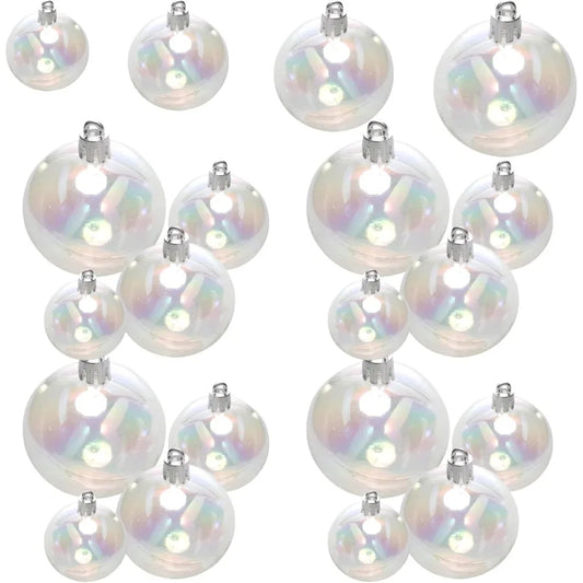 Clear Iridescent Ornaments Balls 4 Sizes Sparkly Christmas Bubble Balls for Crafts DIY Ornaments Wedding Decor and Holiday Seas