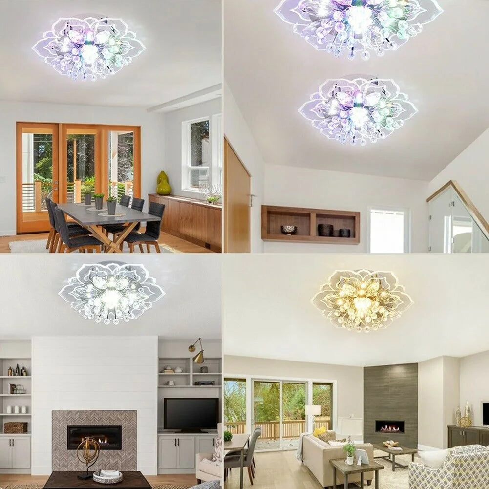 Crystal Chandeliers Lighting Fixtures Modern Flower Shape 9W LED Crystal Ceiling Lamp for Interior Hallway Living Room