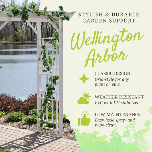 [Discounted Price!Free Shipping!]Vinyl Garden Archway, White, 72" x 85" - Backyard Decorative Arch for Pathways & Entrances w/ T