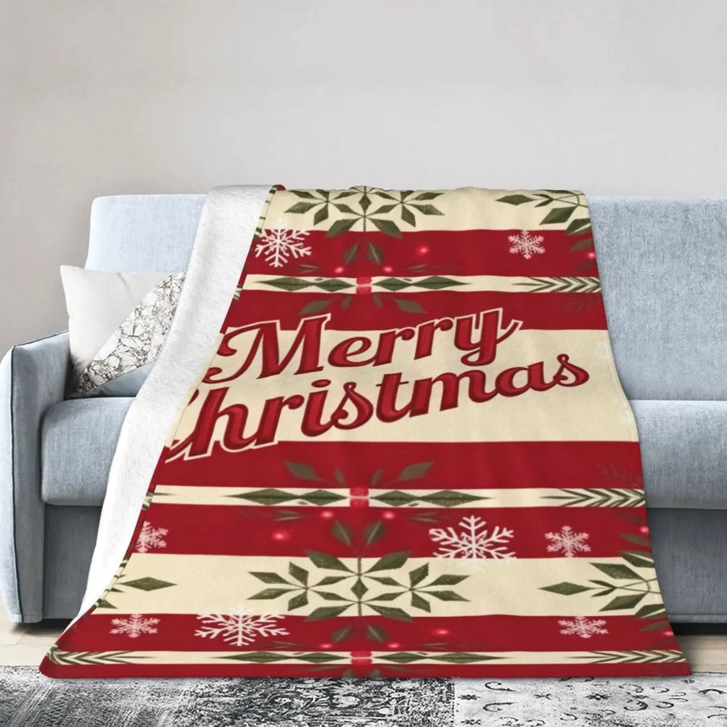 1pc Throw Merry Christmas  Flannel Blanket for Couch Bed Sofa Xmas Winter Soft Comfy Warm blankets for Christmas Gift